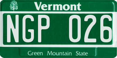 VT license plate NGP026