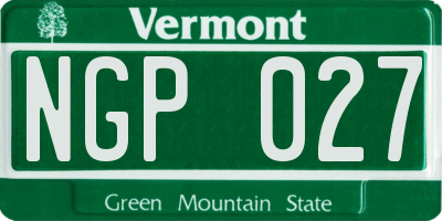 VT license plate NGP027