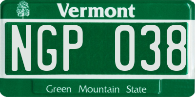 VT license plate NGP038