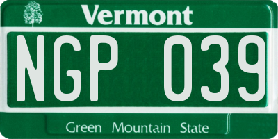 VT license plate NGP039