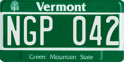 VT license plate NGP042