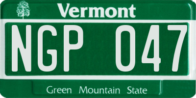 VT license plate NGP047
