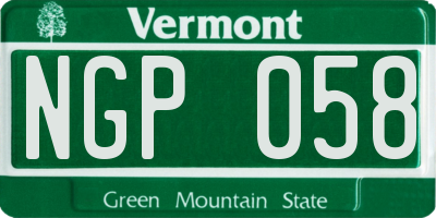 VT license plate NGP058