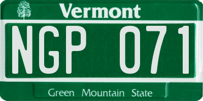 VT license plate NGP071