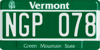VT license plate NGP078