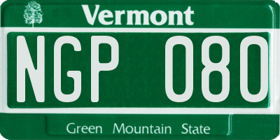 VT license plate NGP080