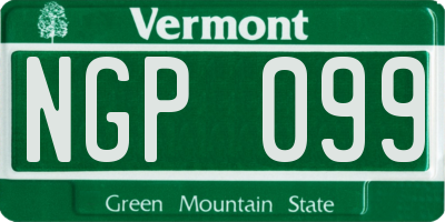 VT license plate NGP099