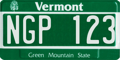 VT license plate NGP123