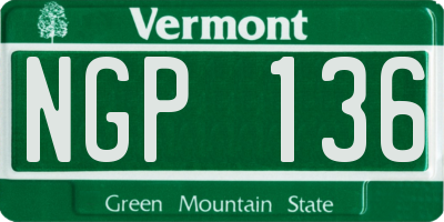 VT license plate NGP136