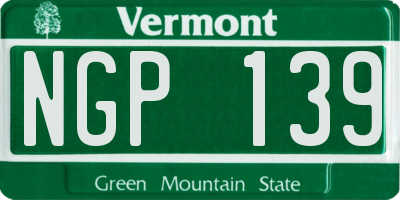 VT license plate NGP139
