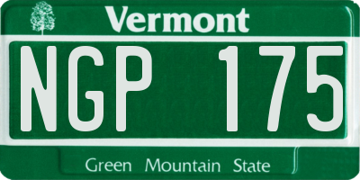 VT license plate NGP175