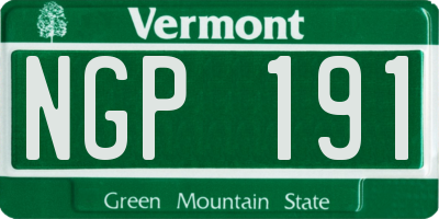 VT license plate NGP191