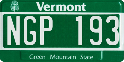 VT license plate NGP193