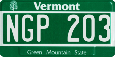 VT license plate NGP203