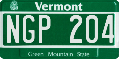 VT license plate NGP204
