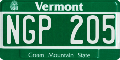 VT license plate NGP205