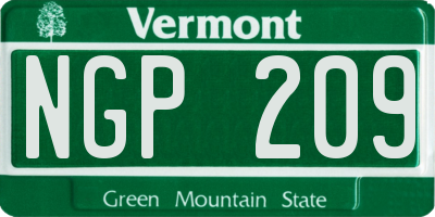 VT license plate NGP209