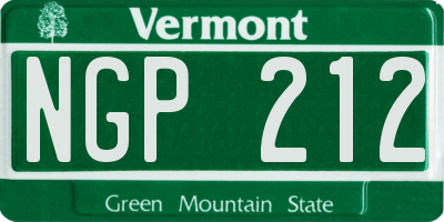 VT license plate NGP212