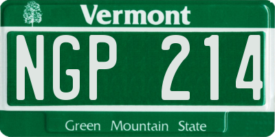 VT license plate NGP214