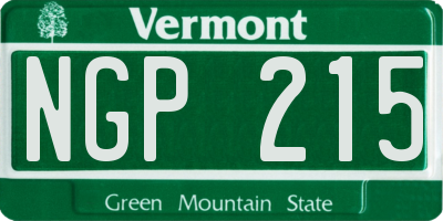 VT license plate NGP215
