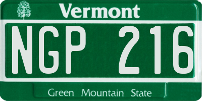 VT license plate NGP216