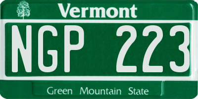VT license plate NGP223