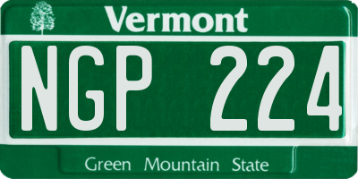 VT license plate NGP224