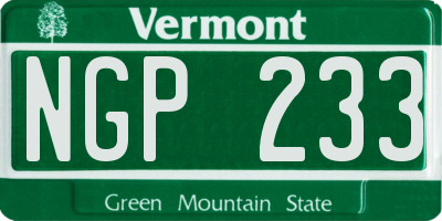 VT license plate NGP233