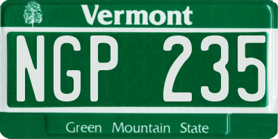 VT license plate NGP235