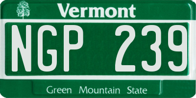 VT license plate NGP239