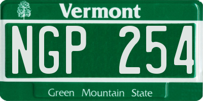 VT license plate NGP254