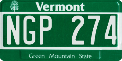 VT license plate NGP274