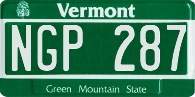 VT license plate NGP287
