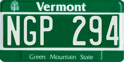 VT license plate NGP294