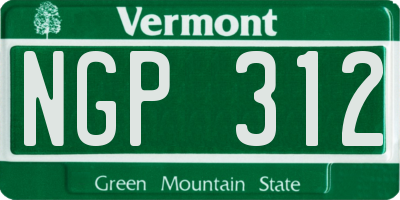 VT license plate NGP312