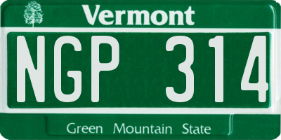 VT license plate NGP314