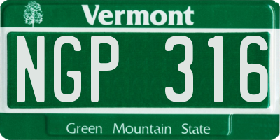 VT license plate NGP316
