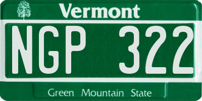 VT license plate NGP322