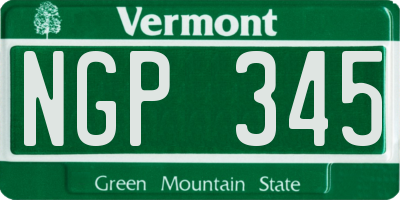 VT license plate NGP345
