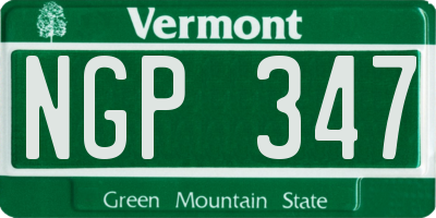 VT license plate NGP347