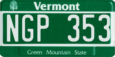 VT license plate NGP353