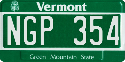 VT license plate NGP354