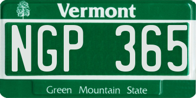 VT license plate NGP365