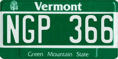 VT license plate NGP366