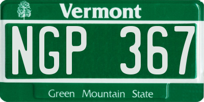VT license plate NGP367