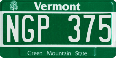 VT license plate NGP375