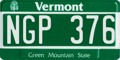 VT license plate NGP376