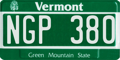 VT license plate NGP380