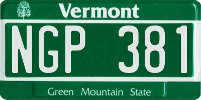 VT license plate NGP381