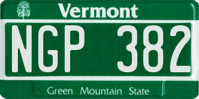 VT license plate NGP382